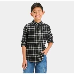 Cat & Jack boys' long-sleeve flannel button-down shirt